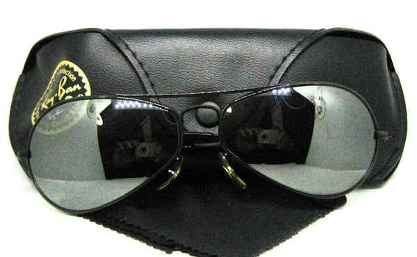 Ray-Ban USA 1980s Vintage B&L Aviator Air Boss G-15 Black Mint Sunglasses & Case