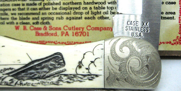 Case XX USA 1980 NOS W165 SS SAB Scrimshawed Bone Moby Dick Nantucket Ride Knife