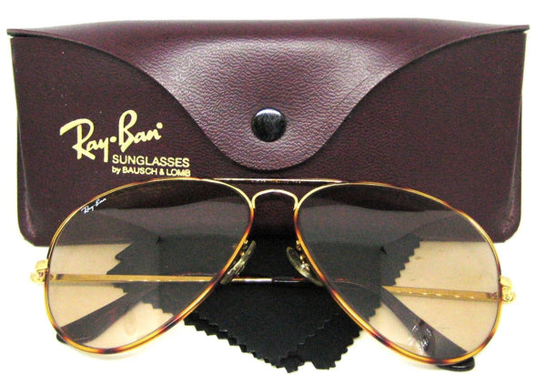 Ray-Ban USA NOS Vintage 80s B&L Aviator Tortuga Brown Changeables New Sunglasses