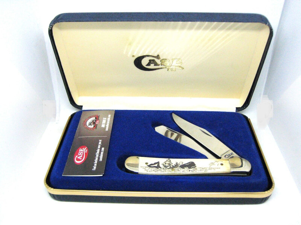 Case XX USA '97 RARE 2Blade Scrimshawed Bone Moby Dick Nantucket Ride 3dot Knife