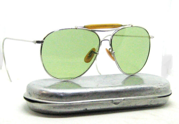 Vintage Ray-Ban USA B&L Aviator 1940s WWII USAAF USN AN6531 Mint Sunglasses+Case