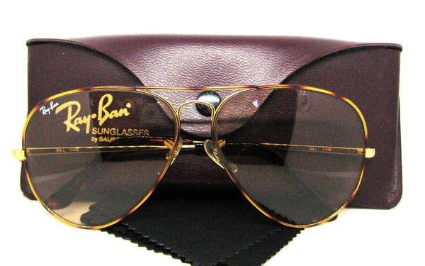 Ray-Ban USA NOS Vintage 80s B&L Aviator Tortuga Brown Changeables New Sunglasses