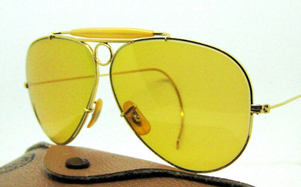 Ray-Ban USA NOS Vintage 70s B&L Aviator LIC Ambermatic Bullet Shooter Sunglasses