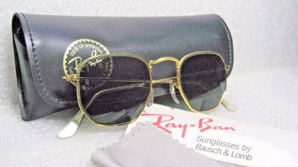 RAY-BAN *NOS VINTAGE B&L HEXAGON CLASSIC METALS ARISTA 24K W0980 *NEW SUNGLASSES - Vintage Sunglasses