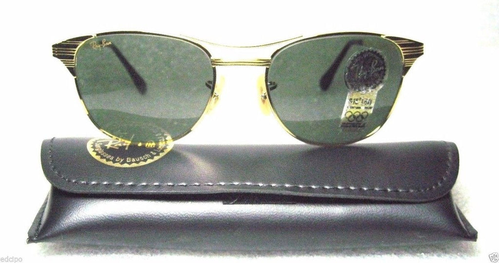 RAY-BAN NOS VINTAGE B&L CLASSIC METALS "SIGNET" W0386 24kGP *NEWinBOX SUNGLASSES - Vintage Sunglasses