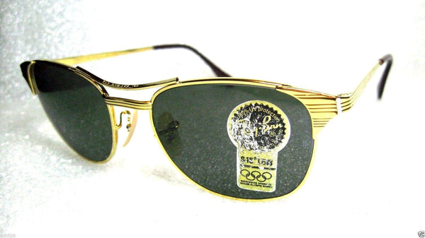 RAY-BAN NOS VINTAGE B&L CLASSIC METALS "SIGNET" W0386 24kGP *NEWinBOX SUNGLASSES - Vintage Sunglasses