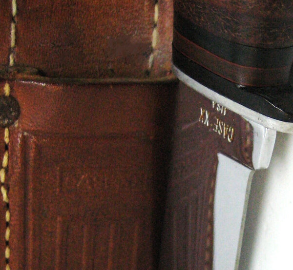 Case XX USA 385 Hunter Fixed Mirror Blade, Leather Handle Mint Knife & Sheath