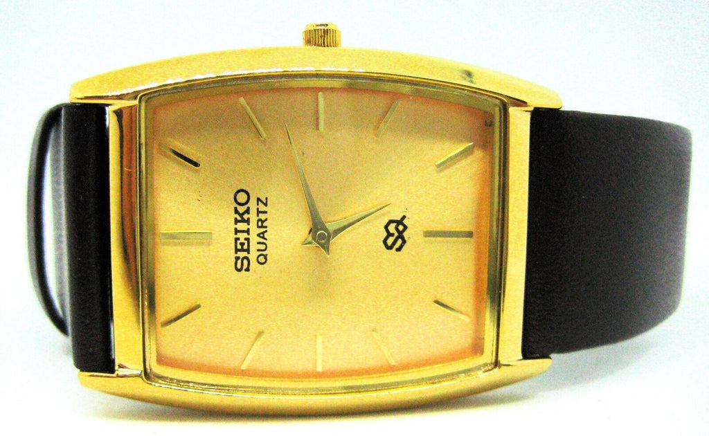 Seiko Quartz Slim Oval Men's Wrist Watch Simple Dial New Battery Japan Made Mint