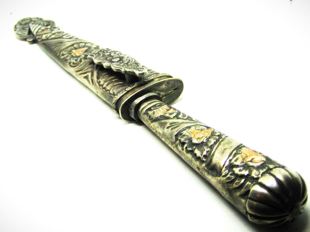 Vintage 1960s NOS Gaucho Facon Silver & Gold Belt Boot Argentine Knife & Sheath