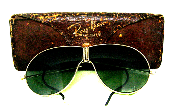 Antique early 1900s Biker folding sunglasses AO?+Ray-Ban USA Bausch & Lomb Case
