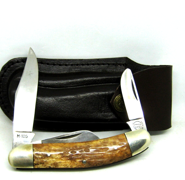 Remington UMC M-105 USA Sowbelly Knife 3 Blade Bone Handles Mint with Sheath