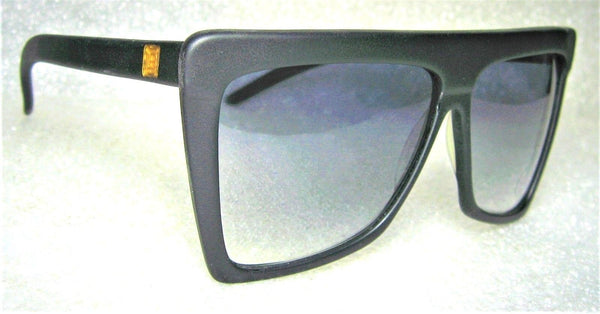 Laura Biagiotti "Gruau" Vintage 80s *NOS BlueTop Gradient Matte Black Sunglasses - Vintage Sunglasses