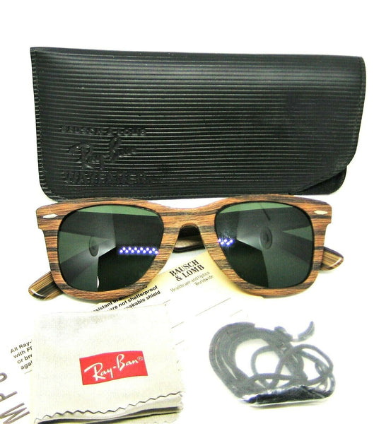 Ray-Ban USA NOS Vintage B&L Rare Wayfarer Teak-Wood Woody 5022 Mint Sunglasses - Vintage Sunglasses