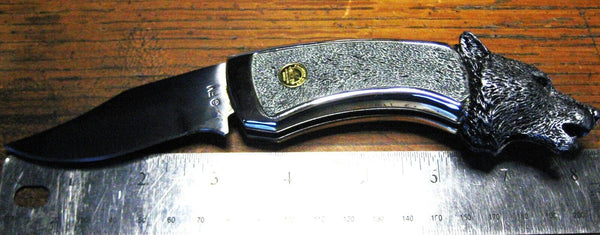 *NOS Vintage 1980s Franklin Mint USA Howling Moon Wolf New Knife & pouch