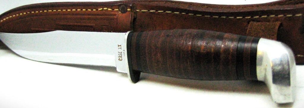 Case XX USA 385 Hunter Fixed Mirror Blade, Leather Handle Mint Knife & Sheath