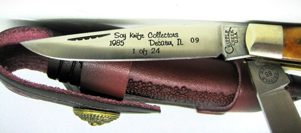 NOS Cripple Creek Bob Cargill USA Vintage 1985 stag slim trapper Rare 1 of 24