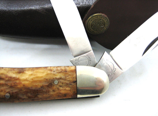 Remington UMC M-105 USA Sowbelly Knife 3 Blade Bone Handles Mint with Sheath