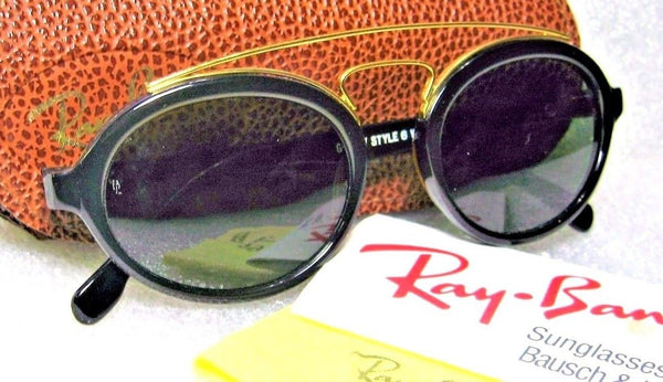 Ray-Ban USA Vintage NOS B&L Gatsby Style 6 Ebony-Gold W0940 New Sunglasses &Case - Vintage Sunglasses