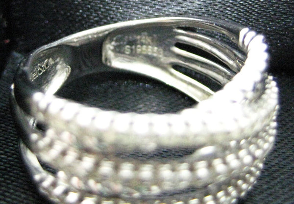 Ring 0.6ctw Diamond 14k White Gold Layered Criss Crossing Wide Band Gabriel & Co