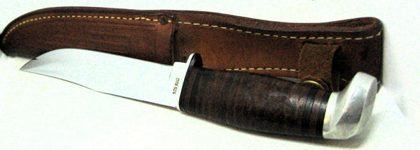 Case XX USA 385 Hunter Fixed Mirror Blade, Leather Handle Mint Knife & Sheath