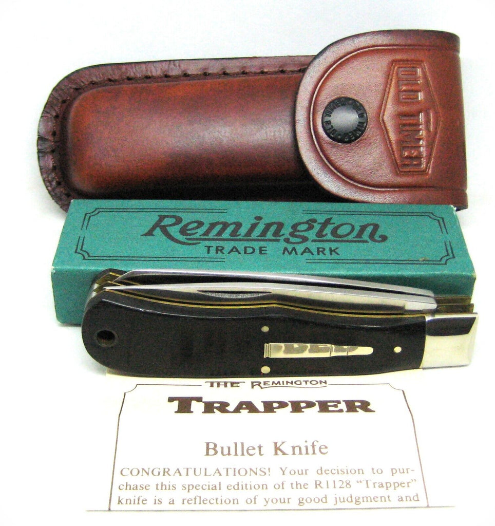 Vintage REMINGTON USA 1989 Bullet Knife UMC R1128 two blade Jumbo Trapper , NIB