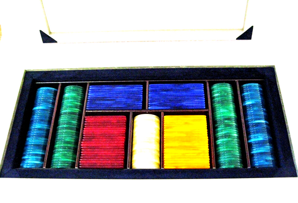 Dal Negro NOS Vintage 1960s Poker Black Jack Gambling chips set NewinBox Perfect