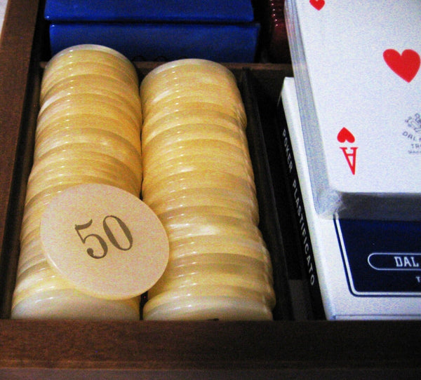 Dal Negro NOS Vintage 1960s Poker Black Jack Gambling chips New in Box Hardwood