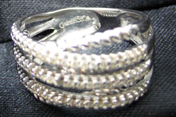 Ring 0.6ctw Diamond 14k White Gold Layered Criss Crossing Wide Band Gabriel & Co