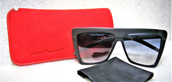 Laura Biagiotti "Gruau" Vintage 80s *NOS BlueTop Gradient Matte Black Sunglasses - Vintage Sunglasses