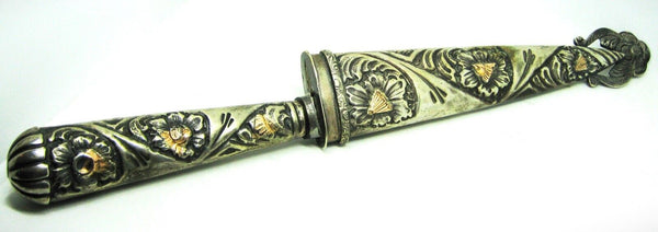 Vintage 1960s NOS Gaucho Facon Silver & Gold Belt Boot Argentine Knife & Sheath