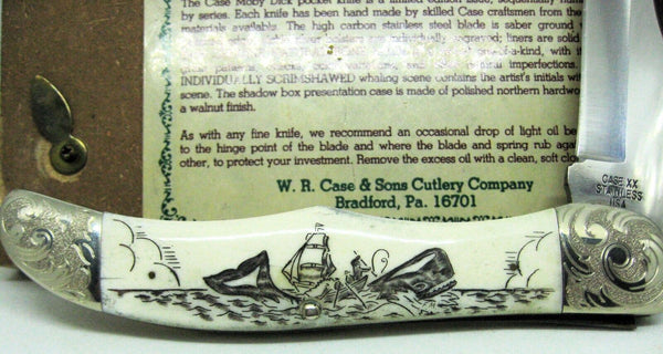 Case XX USA 1978 NOS W165 SS SAB Scrimshawed Bone Moby Dick Nantucket Ride Knife