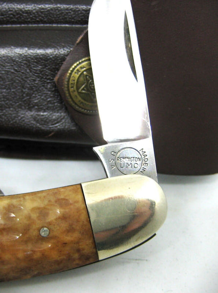 Remington UMC M-105 USA Sowbelly Knife 3 Blade Bone Handles Mint with Sheath