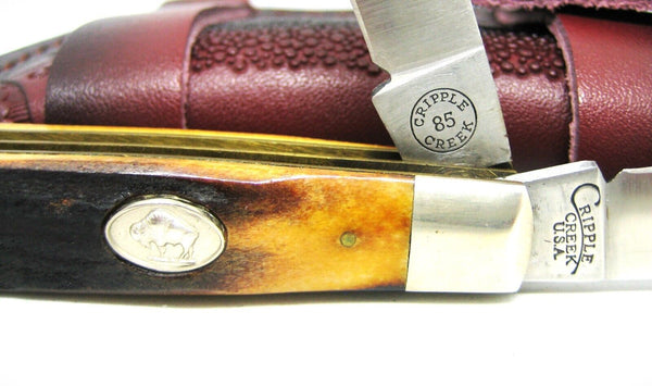 NOS Cripple Creek Bob Cargill USA Vintage 1985 stag slim trapper Rare 1 of 24