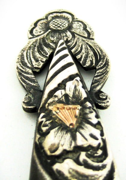 Vintage 1960s NOS Gaucho Facon Silver & Gold Belt Boot Argentine Knife & Sheath