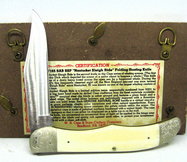 Case XX USA 1 Dot 1979 NOS W165 SS SAB Scrimshawd Bone Moby Dick Nantucket Ride