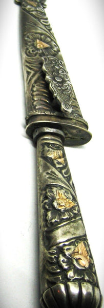 Vintage 1960s NOS Gaucho Facon Silver & Gold Belt Boot Argentine Knife & Sheath