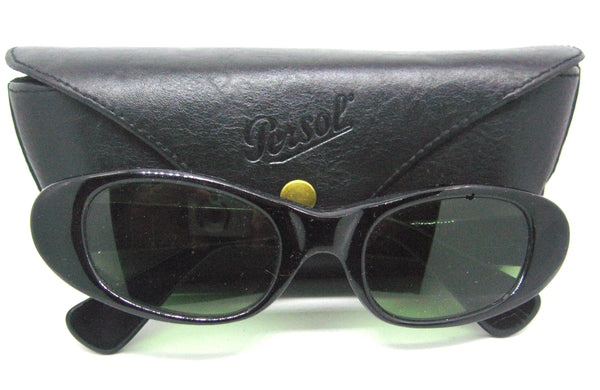 Persol Ratti Meflecto Vintage Cateye 70s Brevette Gloss Black NOS Sunglasses