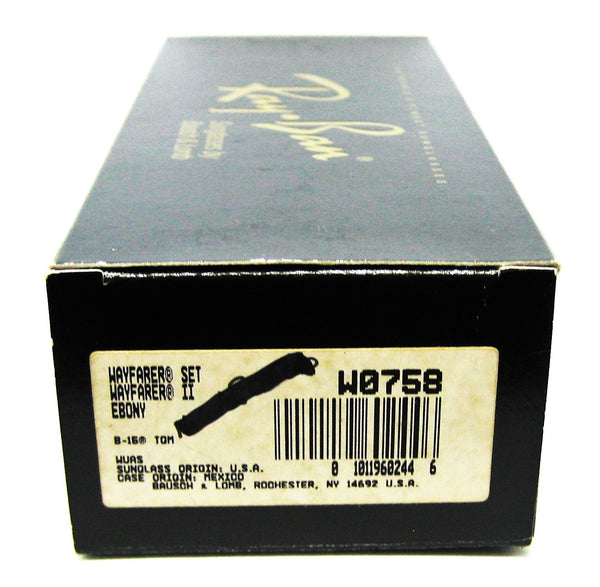 Ray-Ban USA NOS Vintage B&L Wayfarer II W0758 TGM B15 Ebony NewInBox Sunglasses - Vintage Sunglasses