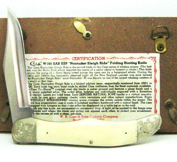 Case XX USA 1980 NOS W165 SS SAB Scrimshawed Bone Moby Dick Nantucket Ride Knife