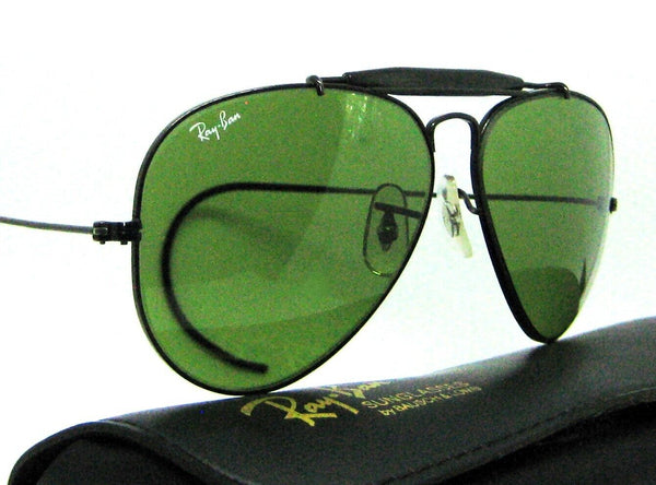 Ray-Ban USA 1980s Vintage B&L NOS Aviator RB-3 Outdoorsman Black New Sunglasses
