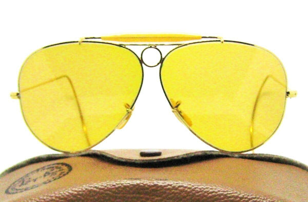 Ray-Ban USA NOS Vintage 70s B&L Aviator LIC Ambermatic Bullet Shooter Sunglasses