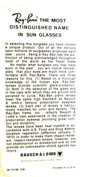 Ray-Ban USA 1980s Vintage B&L NOS Aviator RB-3 Outdoorsman Black New Sunglasses