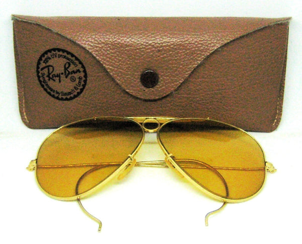 Ray-Ban USA NOS Vintage 70s B&L Aviator LIC Ambermatic Bullet Shooter Sunglasses
