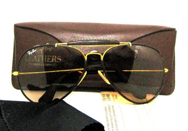 Ray-Ban USA Vintage B&L Aviator Leathers 62mm Brown Photo-Changeable Sunglasses