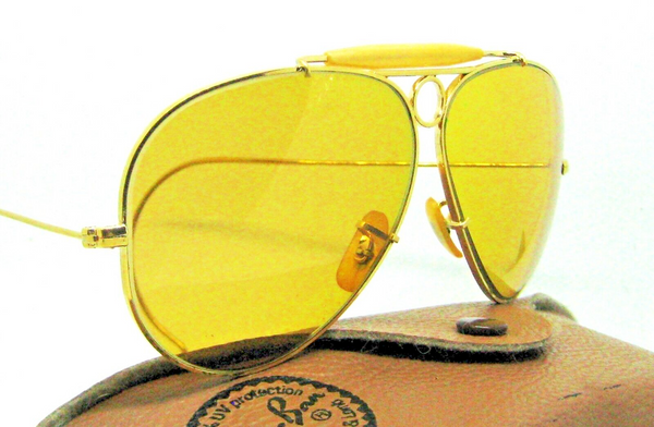 Ray-Ban USA NOS Vintage 70s B&L Aviator LIC Ambermatic Bullet Shooter Sunglasses