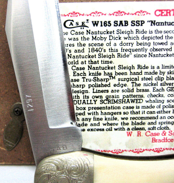 Case XX USA 1980 NOS W165 SS SAB Scrimshawed Bone Moby Dick Nantucket Ride Knife
