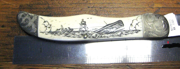 Case XX USA 1980 NOS W165 SS SAB Scrimshawed Bone Moby Dick Nantucket Ride Knife