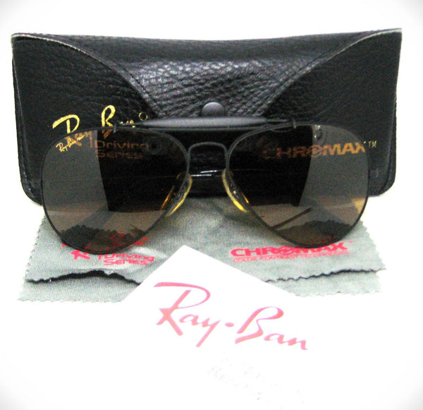 Ray-Ban USA B&L NOS Aviator Chromax 58mm 4-Driving Matte Black New Sunglasses