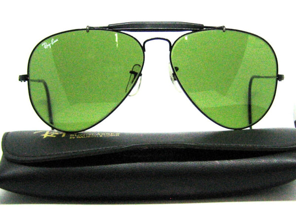 Ray-Ban USA 1980s Vintage B&L NOS Aviator RB-3 Outdoorsman Black New Sunglasses