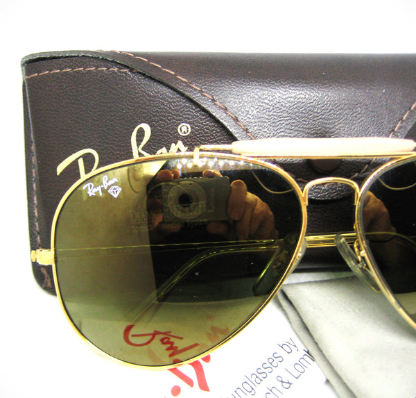 Ray-Ban USA B&L NOS Diamond Hard Aviator Outdoorsman II Bravura Deep Groove Sunglasses